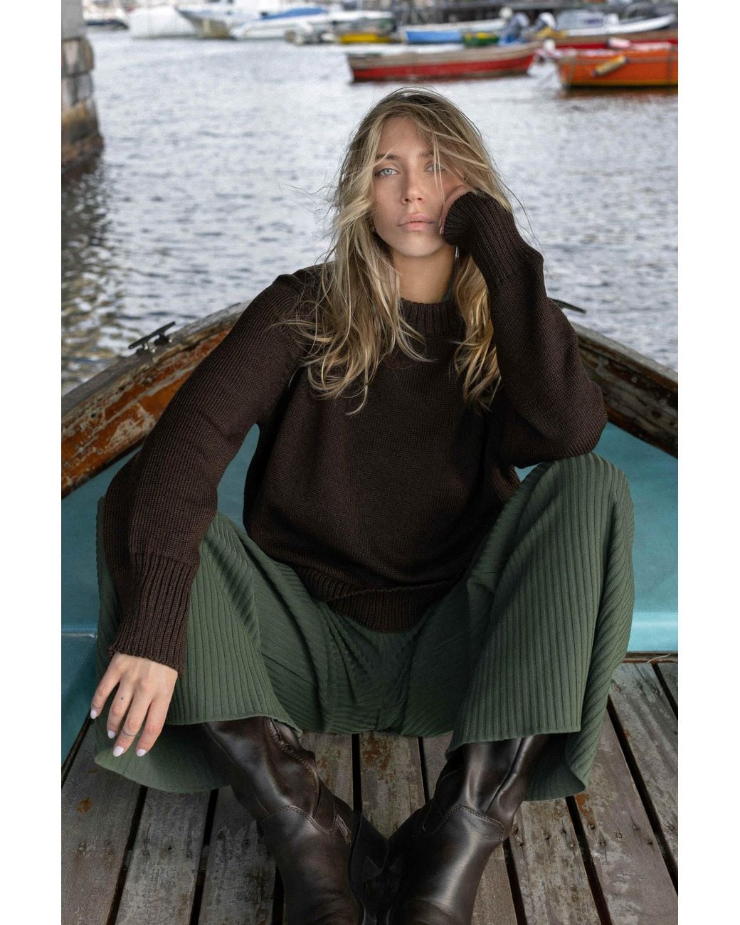 SALANIDA Brown Marina 100% Merino Jumper Chocolate