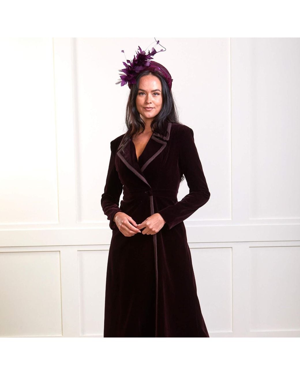 Guinea London Purple Velvet Dress Coat
