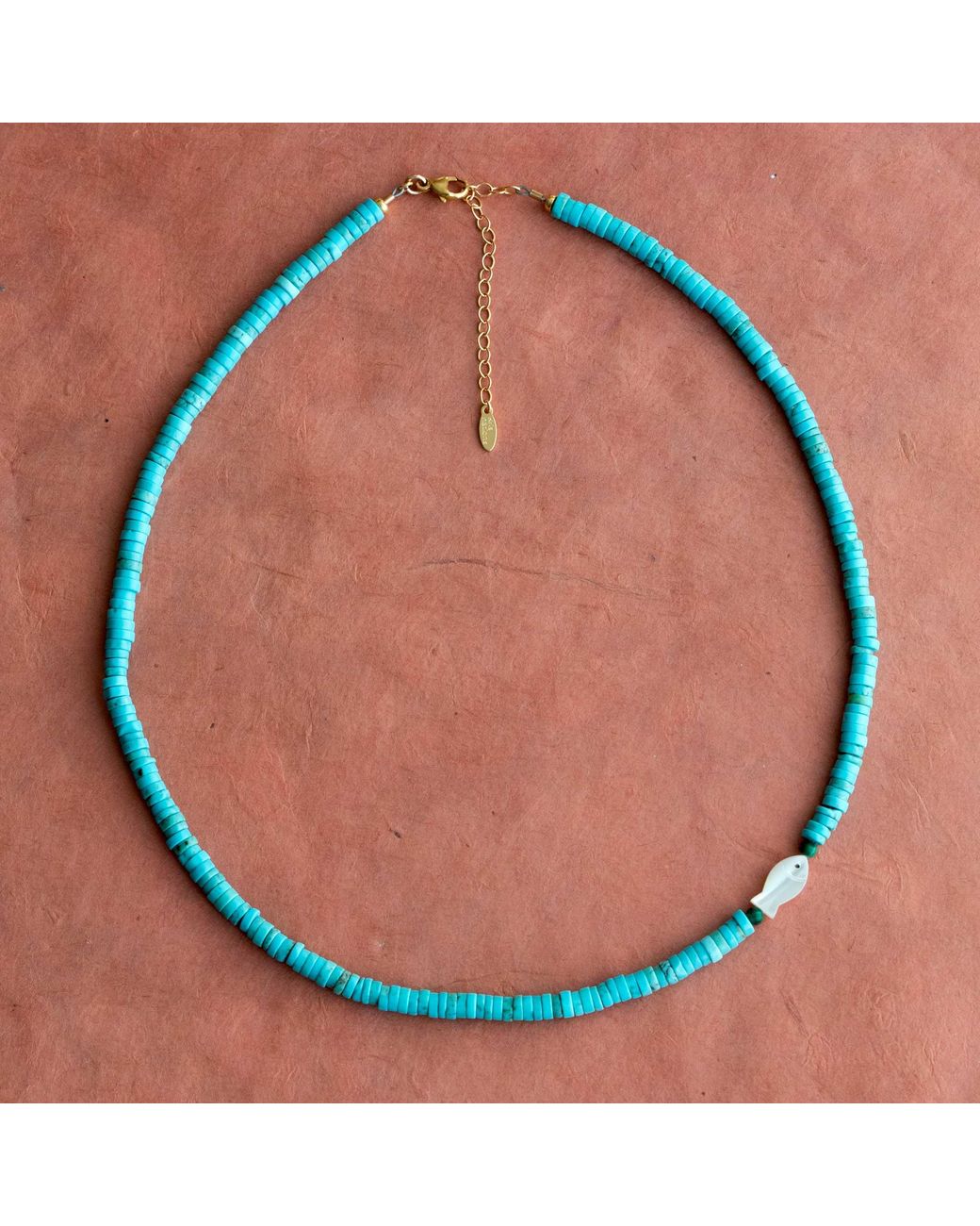 Kris Nations Blue Mother Of Pearl Fish Necklace