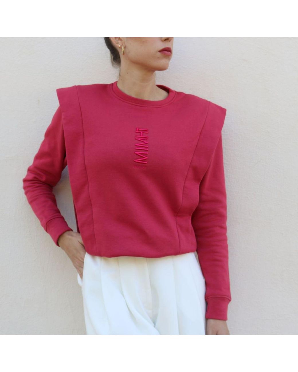 Mimhi Maison Red Shoulder Pad Lauper Sweatshirt – Raspberry
