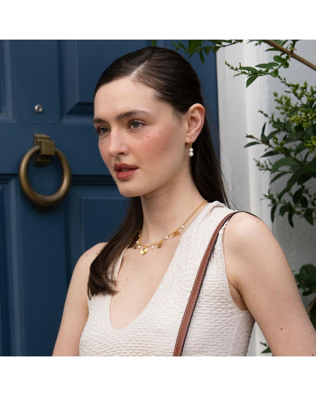 Dower & Hall Metallic Luna Pearl & Disc Collar Necklace
