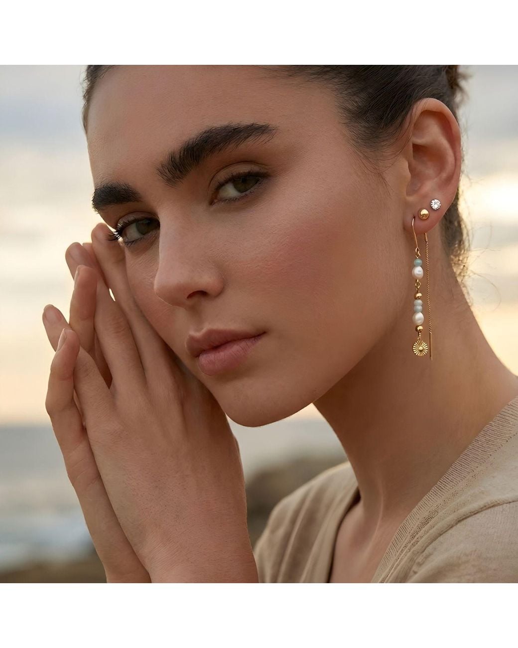With Love Darling Metallic Innovation Beaded Chain Earring