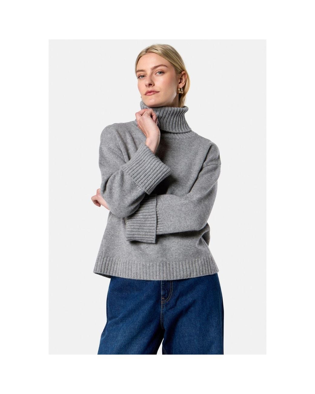 Helen Mcalinden Gray Carol Chunky Marl Cashmere Roll-Neck Sweater