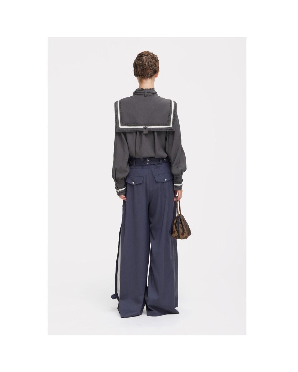 Julia Allert Blue Pleated Utility Palazzo Trousers –