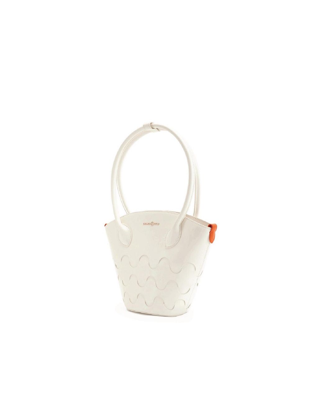 Orange Cube White Small Quilted Impressions Wavy Tote Bag