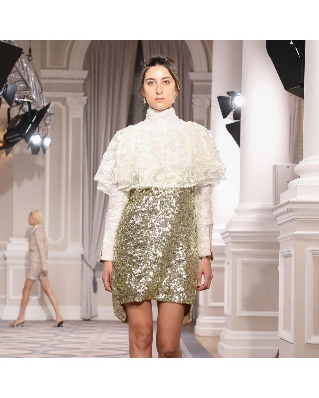 RUE AGTHONIS White Littoral Golden Dress