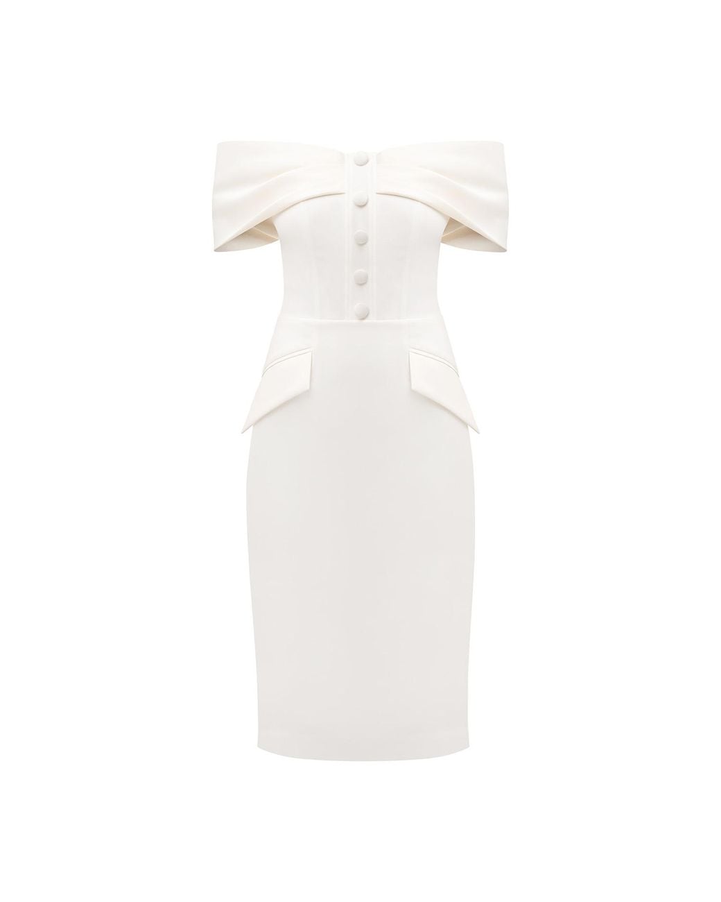 Tia Dorraine White Steel Confidence Off-Shoulder Midi Dress