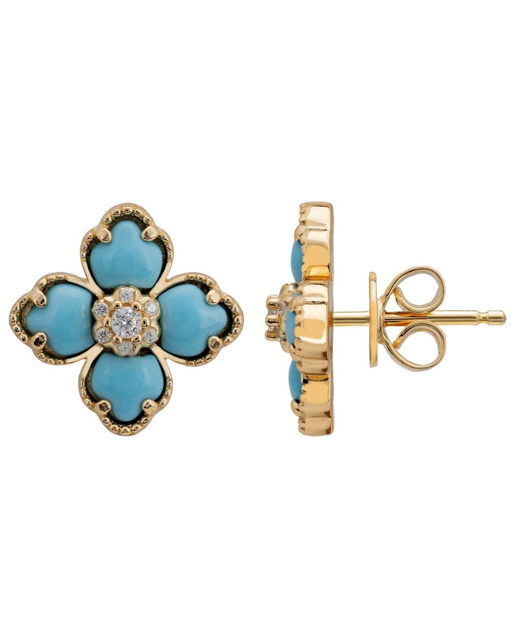 Latelita London Blue Flower Clover Stud Earrings