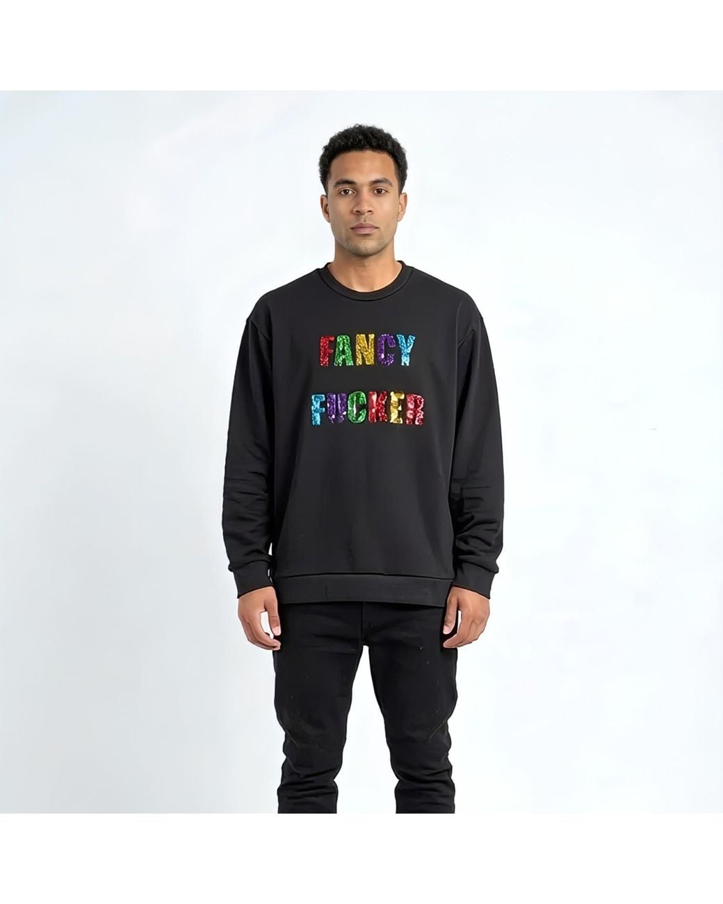 Any Old Iron Blue Fancy Fucker Sequin Sweatshirt for men