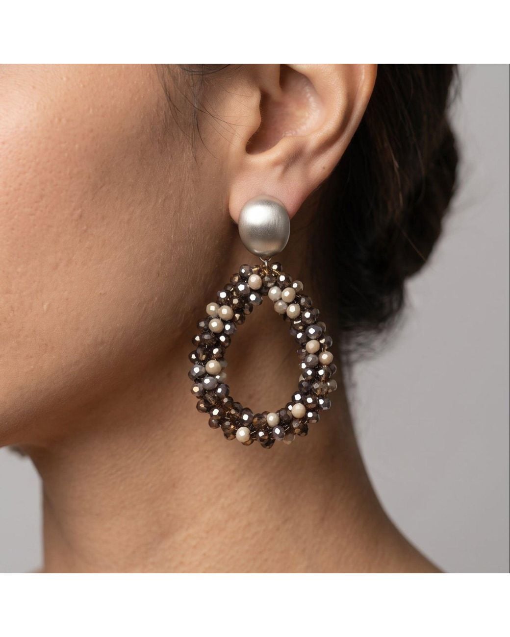 Uchi and Soto Metallic Hanabi Glass Bead Statement Earrings