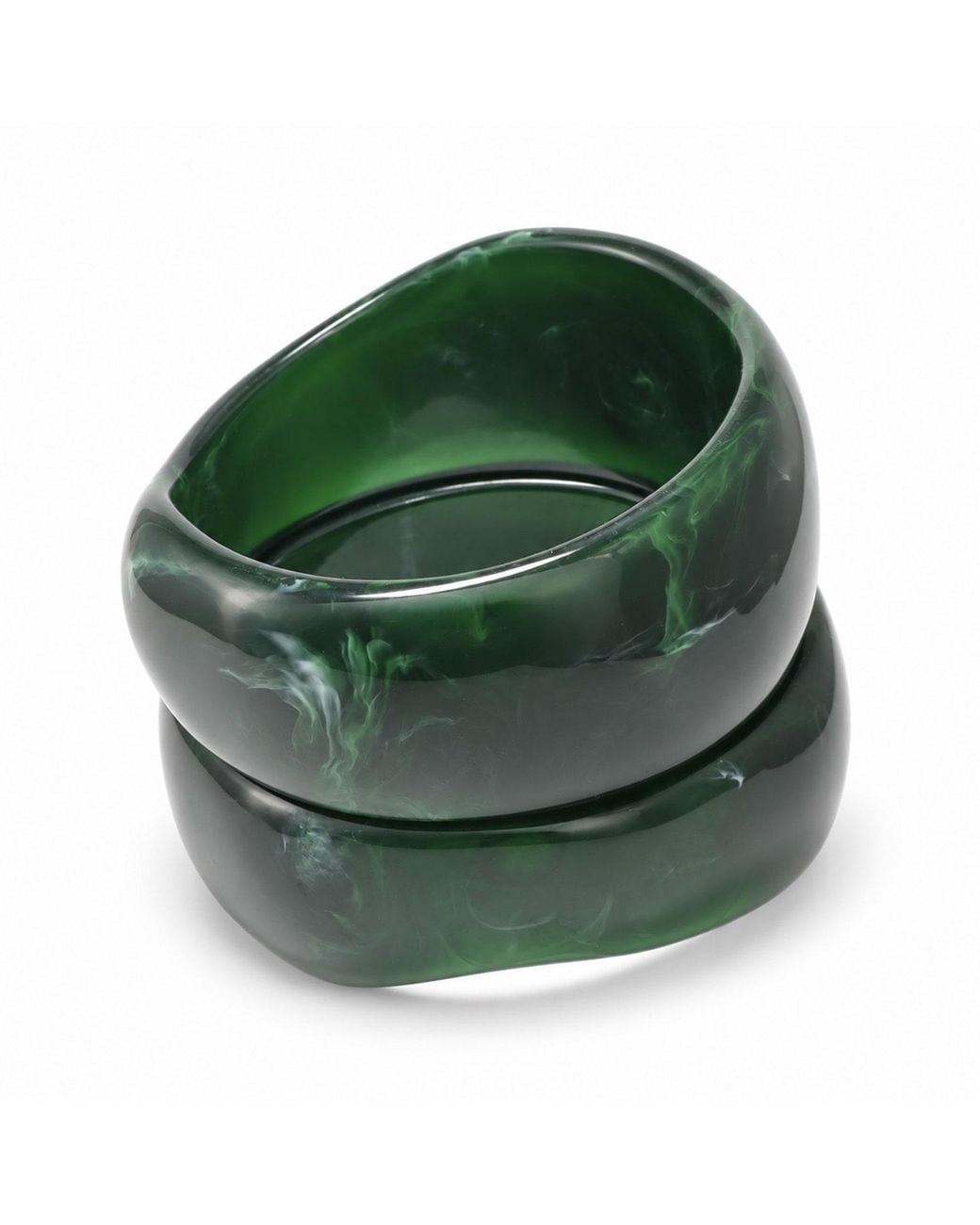 Hye Jane Jewelry Green Moss Forma Resin Bangle Set