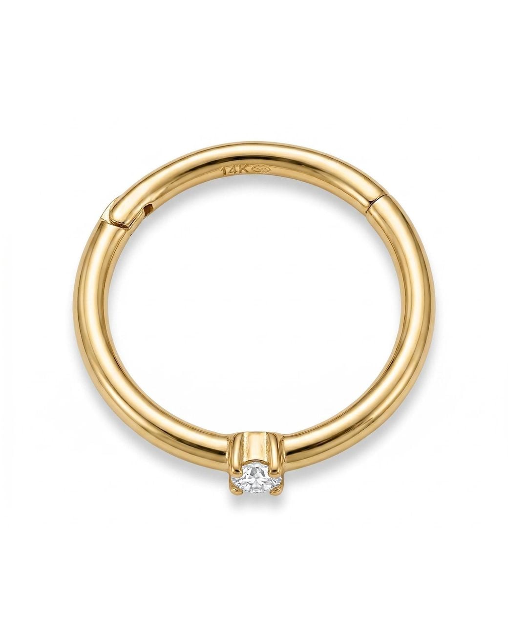 Zahav Jewelry Metallic 14K Solid Natural Diamond Clicker Hoop