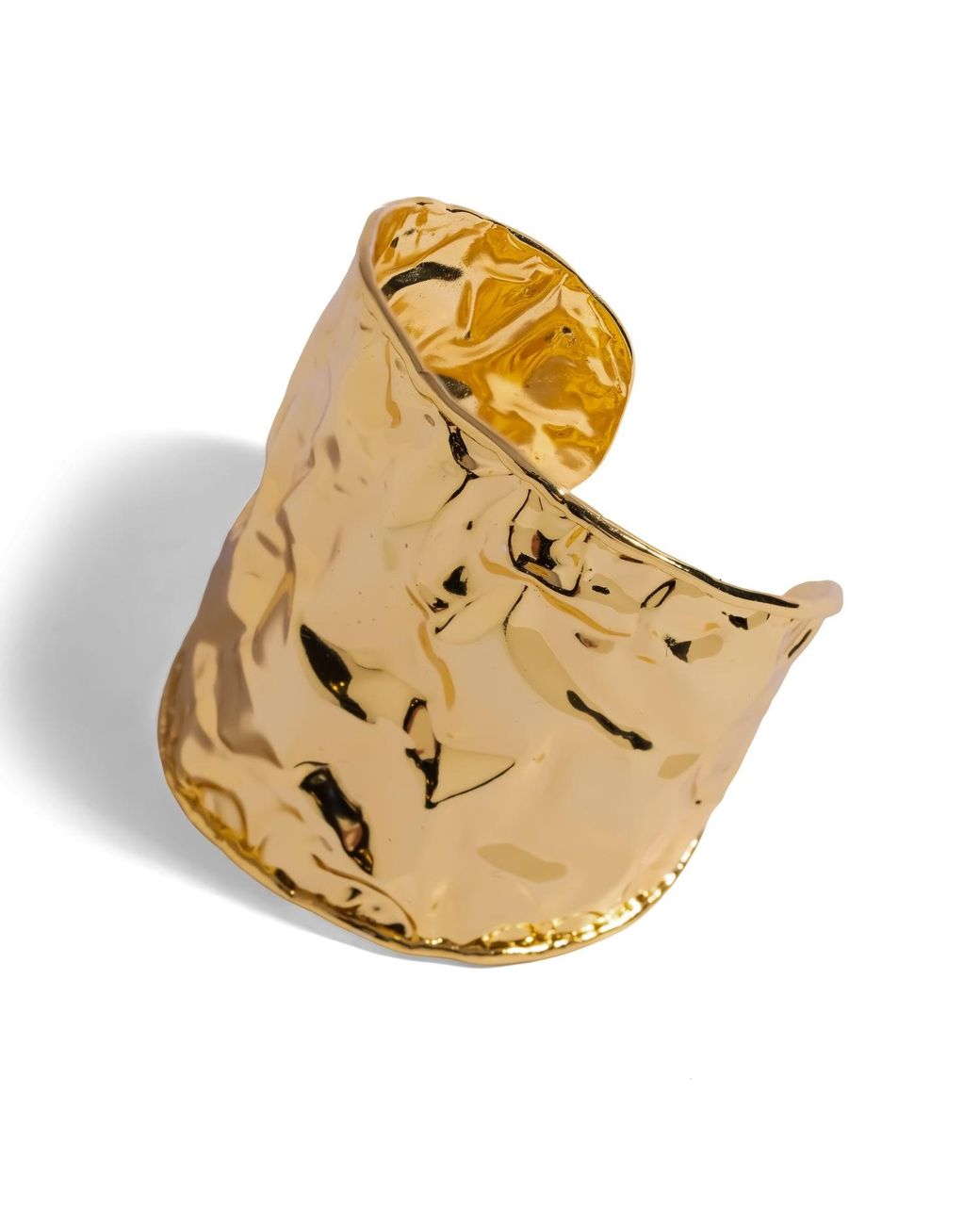Ebru Jewelry Metallic Molten Wave Wide Statement Cuff Bracelet