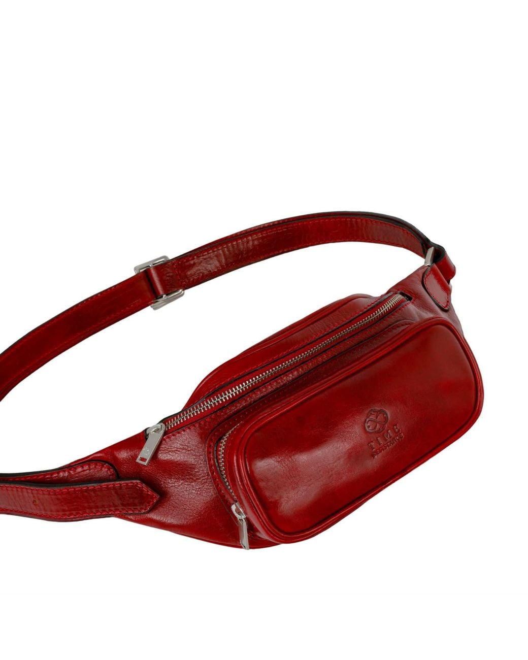 Time Resistance Red Leather Sling Bag Belly Bag for men