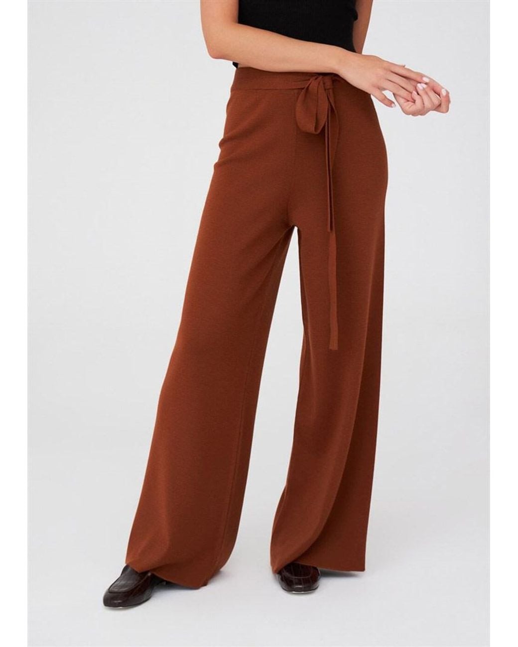 Peraluna Brown Bell Bottom Knit Trousers