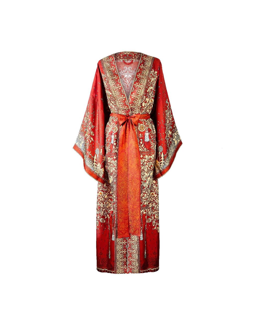 Silk&Soul Red Tree Of Life Silk Robe