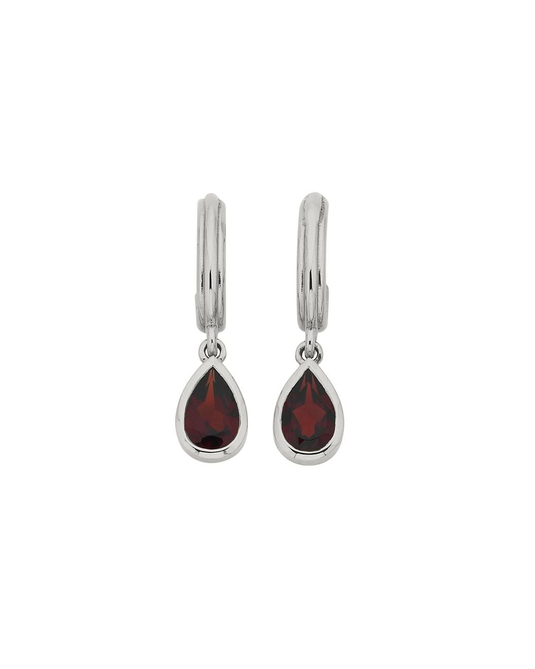 Zoe & Morgan White Ophelia Hoops With Garnet