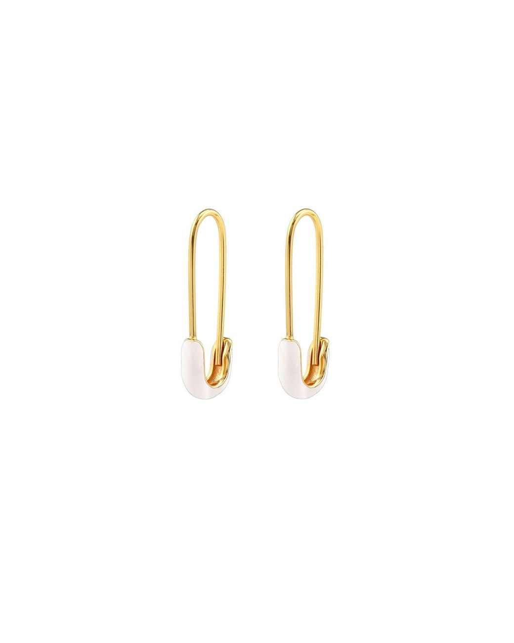 Kris Nations Metallic Safety Pin Enamel Hoop Earrings
