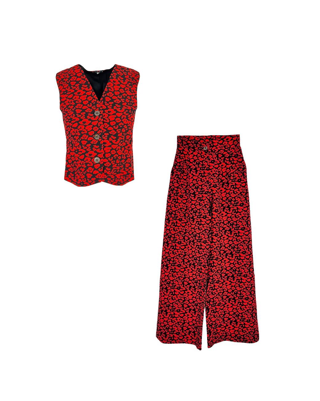 L2R THE LABEL Red Wide-Leg Pants