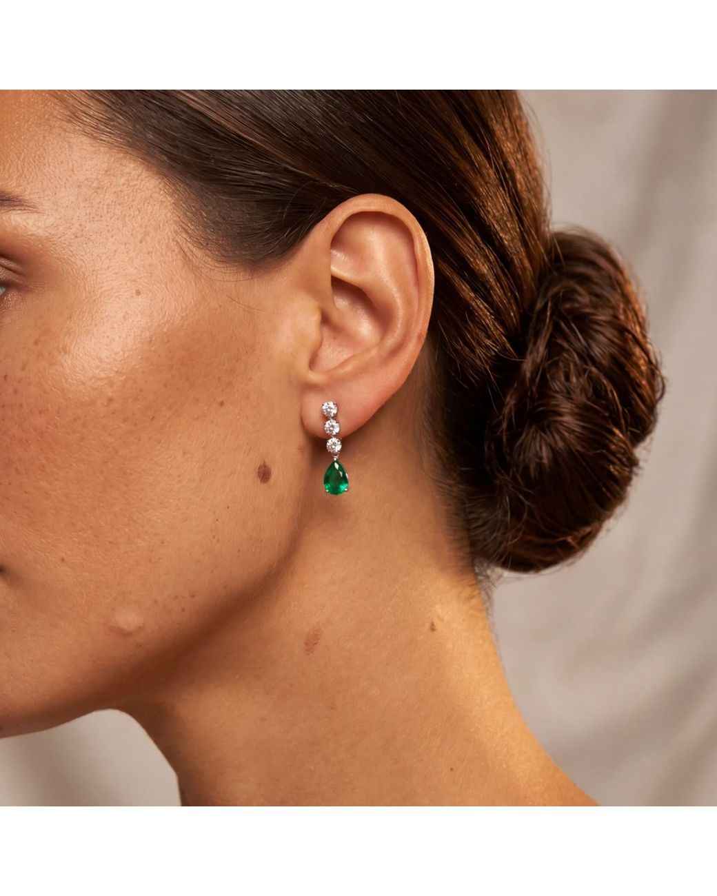 Latelita London Green Delphine Colombian Emerald Triple Drop Earrings