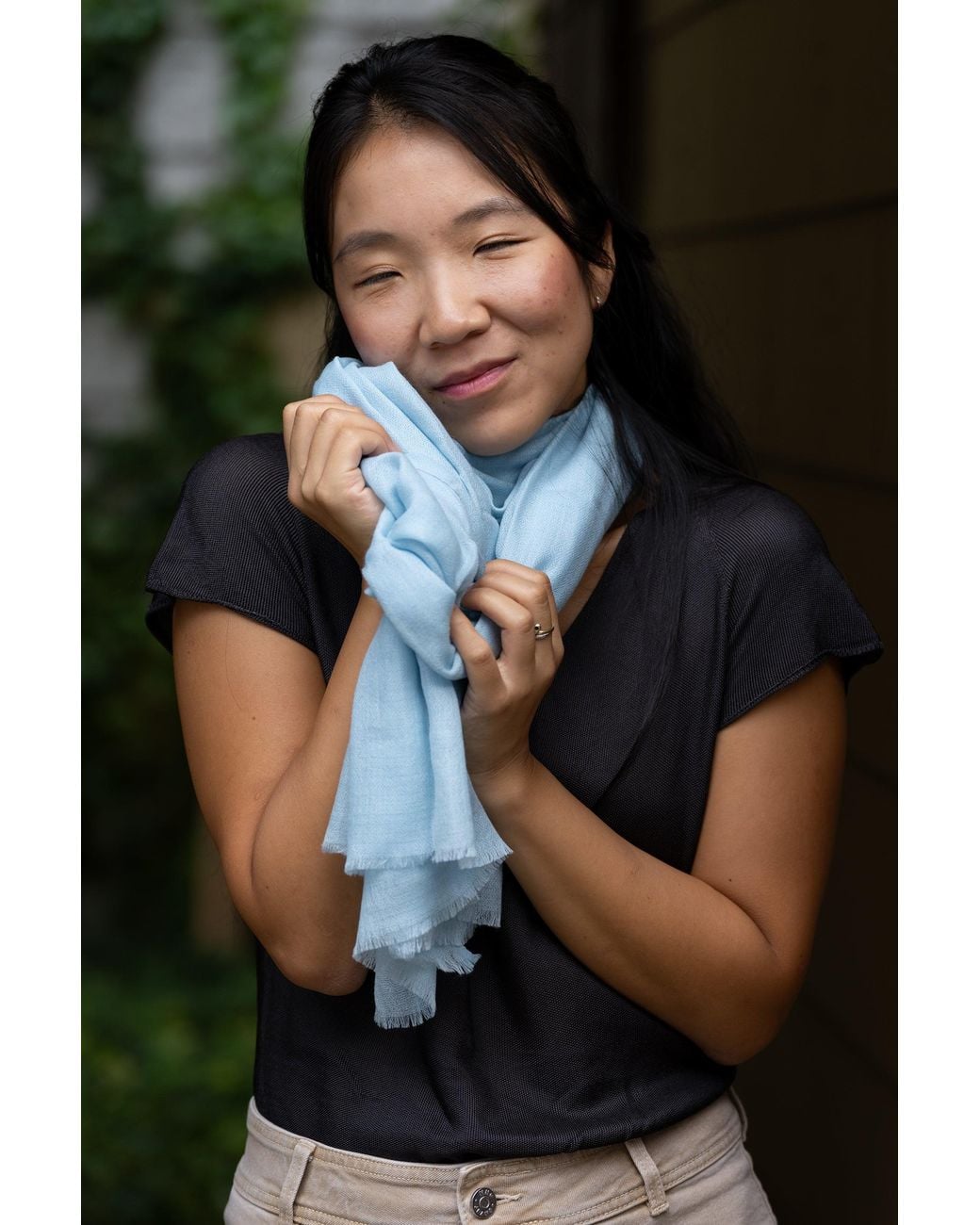 Stovaria Blue Sky Cashmere Handwoven Scarf