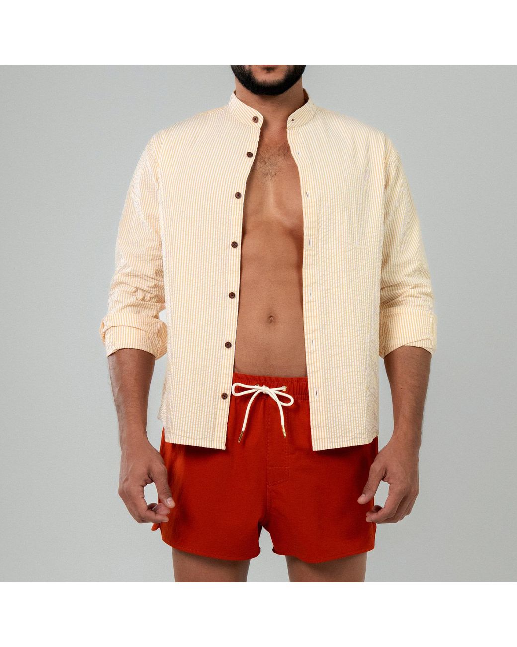 Duskitten Natural Solar Drift Seersucker Shirt for men