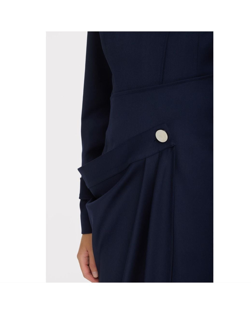 Julia Allert Blue Asymmetric Draped Sheath Midi Dress –