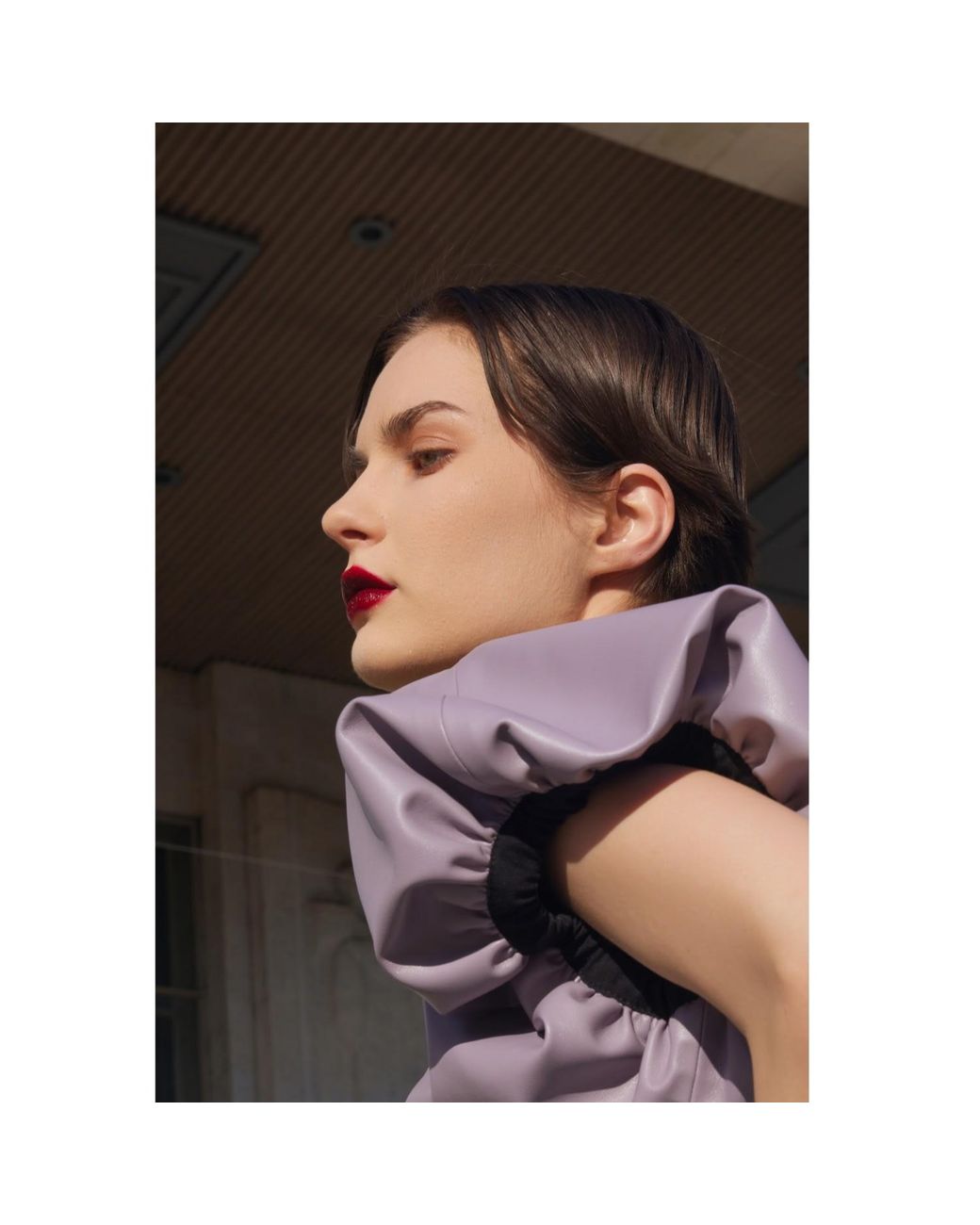 Julia Allert Purple Puff Sleeve Faux Leather Top –