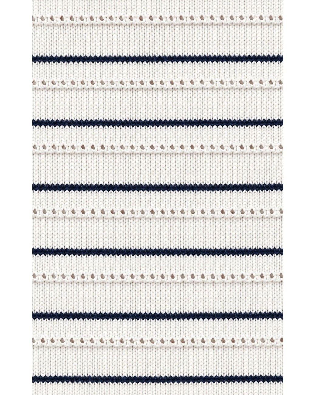SACHA DRAKE White Eyelet Stripe Knit Top