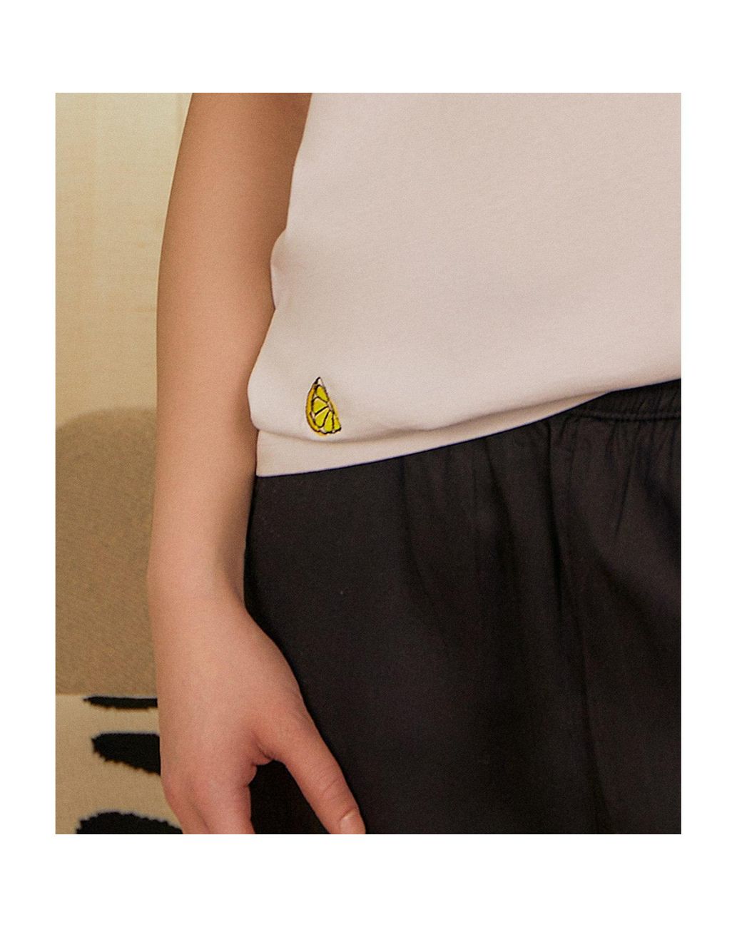 INGMARSON White Lemon Embroidered Organic Cotton T-Shirt
