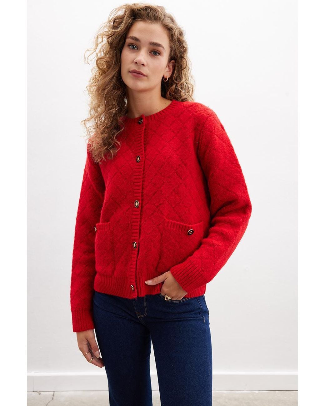 Peraluna Red Alba Jacket Diamond Patterned