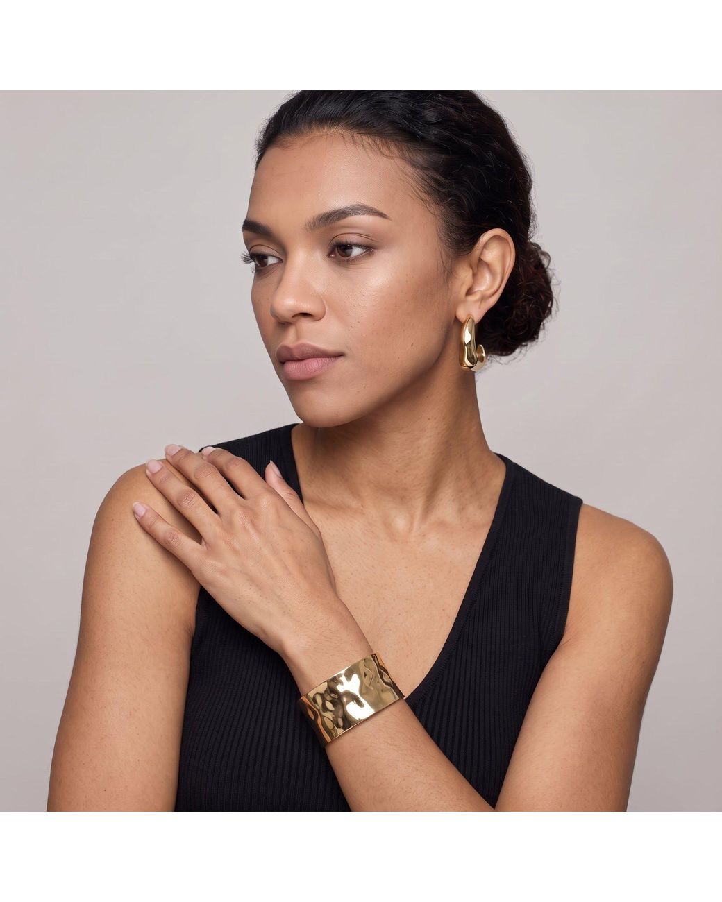 Uchi and Soto Metallic Kin Sculptured Wide Cuff Bangle