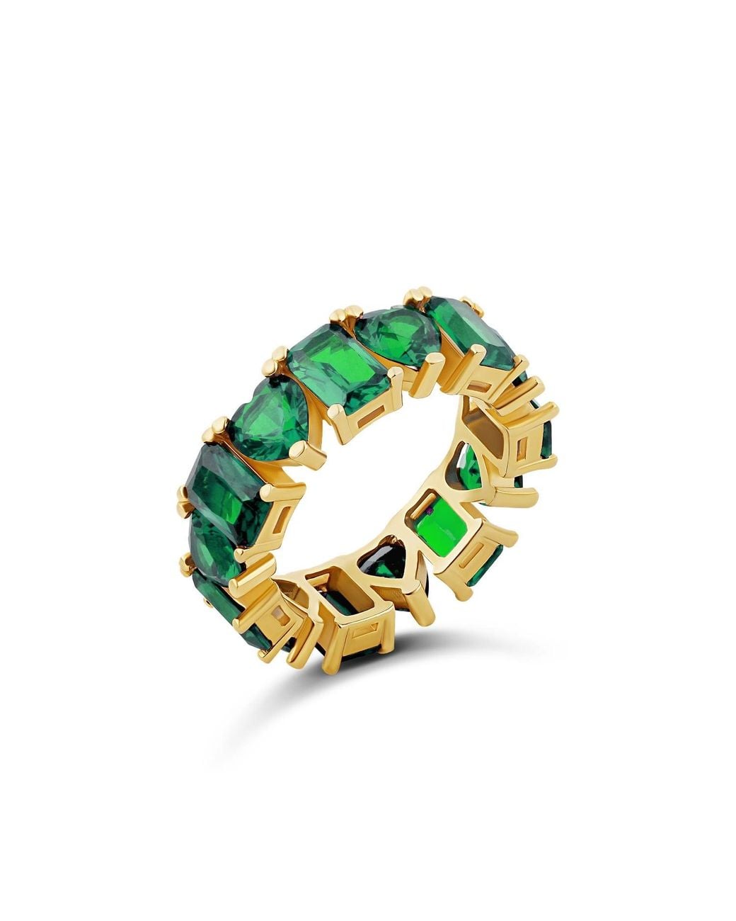 SHYMI Green Heart And Emerald Eternity Band