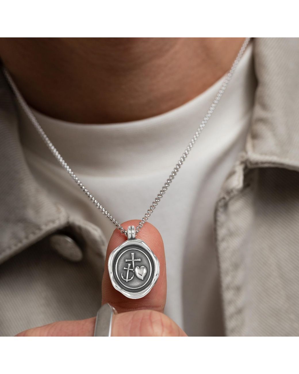 Dower & Hall Metallic Hope Talisman Necklace for men