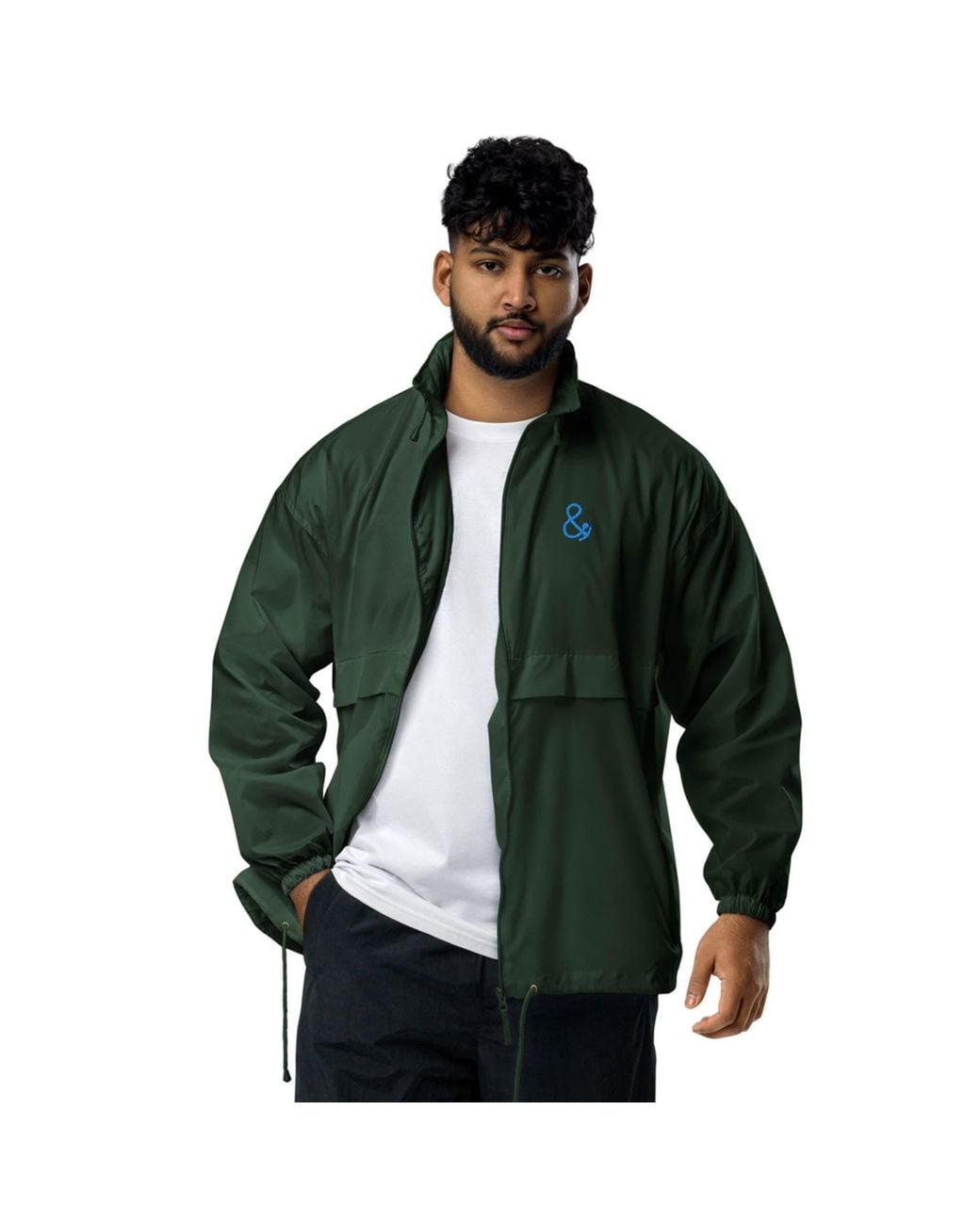 Anchor and Crew Green Forest Surface Level Sports Club League Embroidered Windbreaker Coat for men