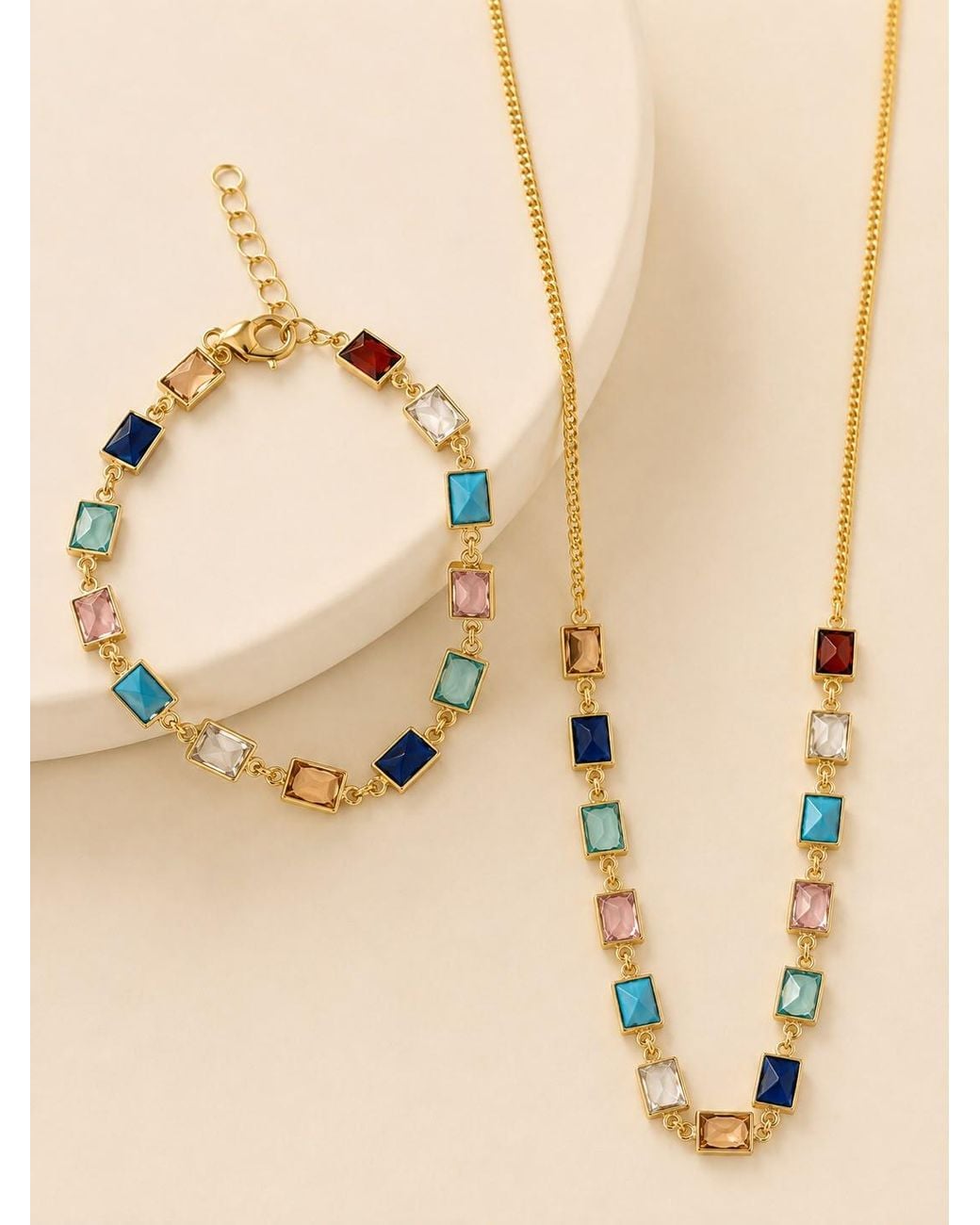 By Ozge Blue Prismatic Harmony Multicolour Glass Plated Bracelet
