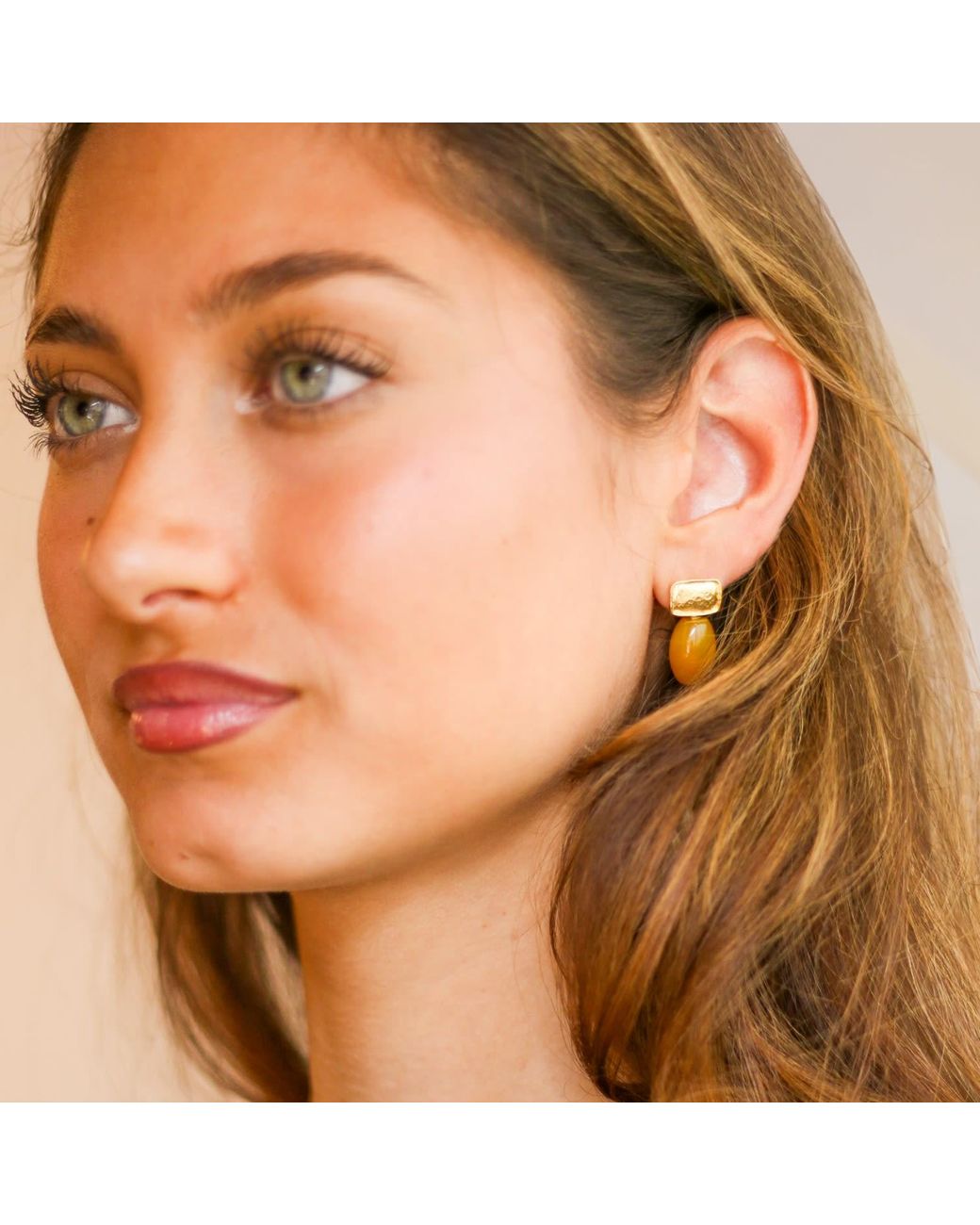 Kybele Studio Yellow Agate Drop Earrings