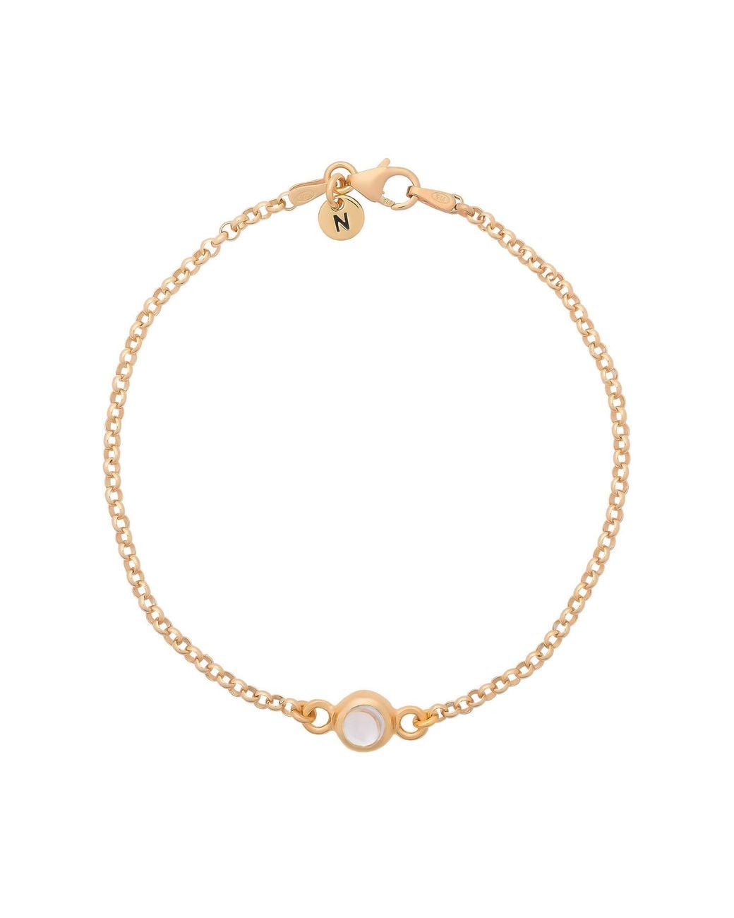 Nellou Jewellery Metallic Neutrals Rock Crystal Birthstone Gem Dot Bracelet Plated Sterling