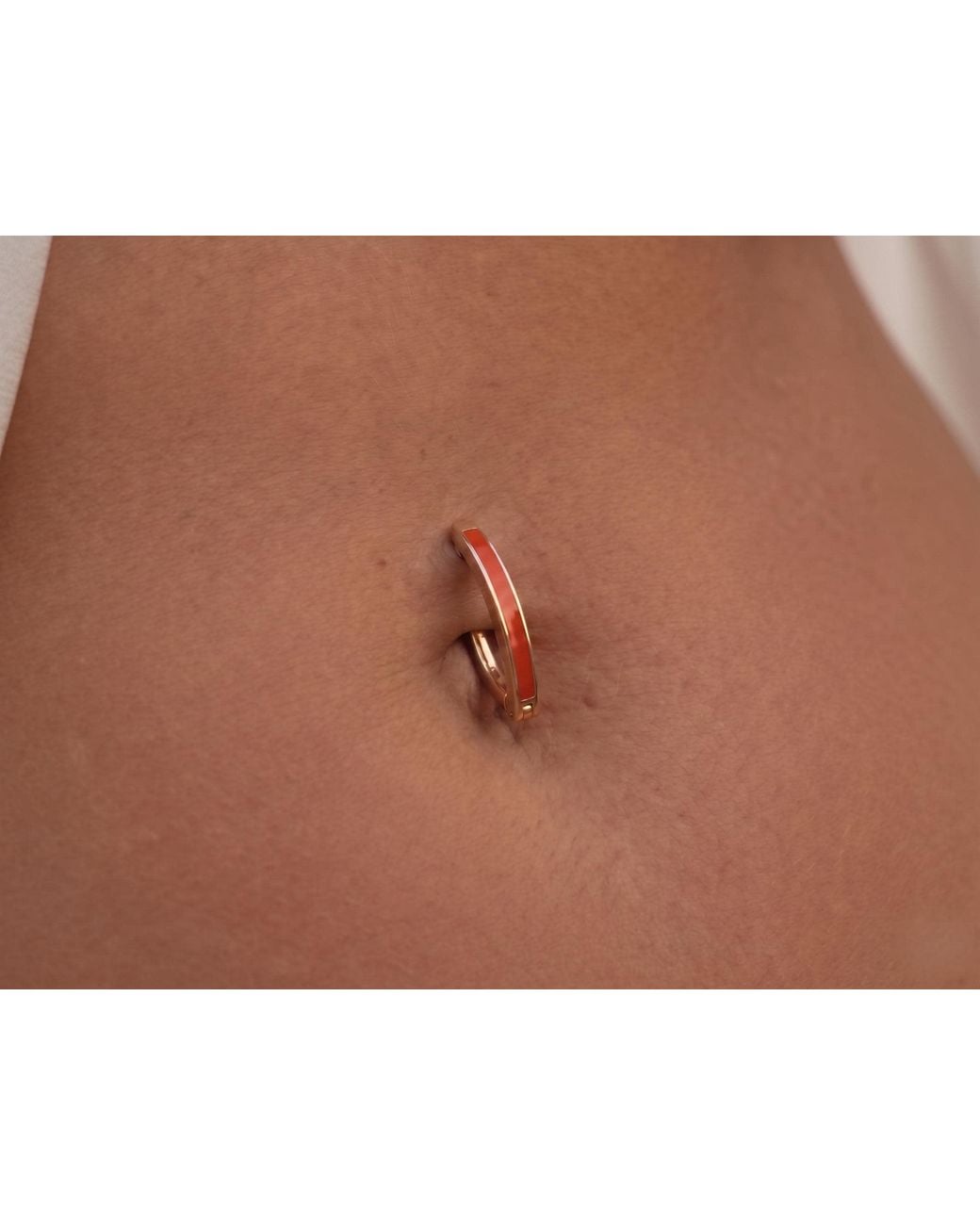Zahav Jewelry Metallic 10K Solid 14G Huggie Clicker Belly Hoop With Enamel