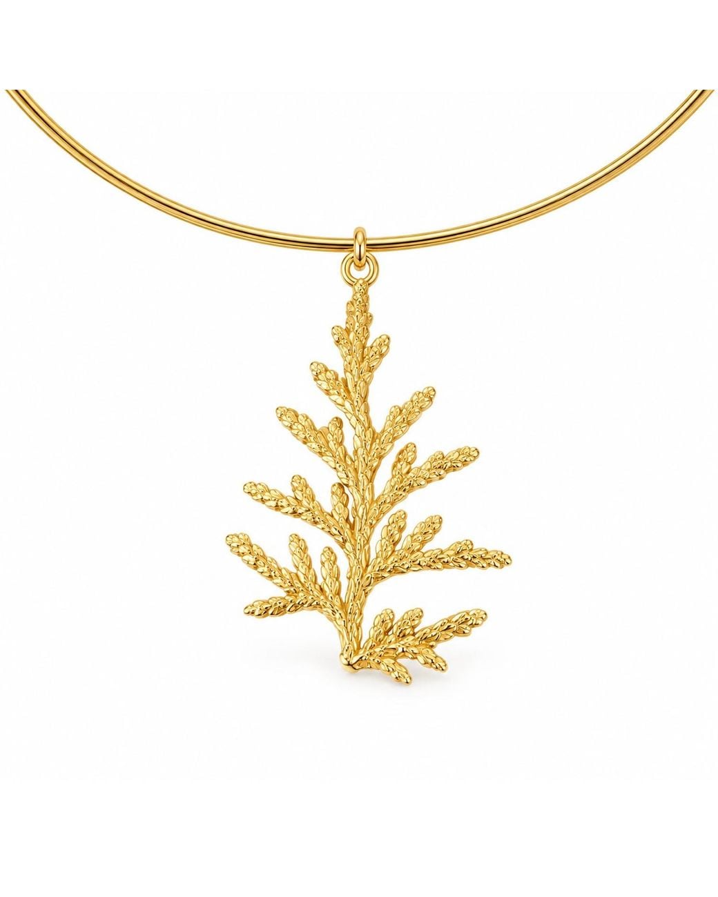 Mother Nature Jewelry Metallic Juniper Leaf Necklace, Handmade Pendant