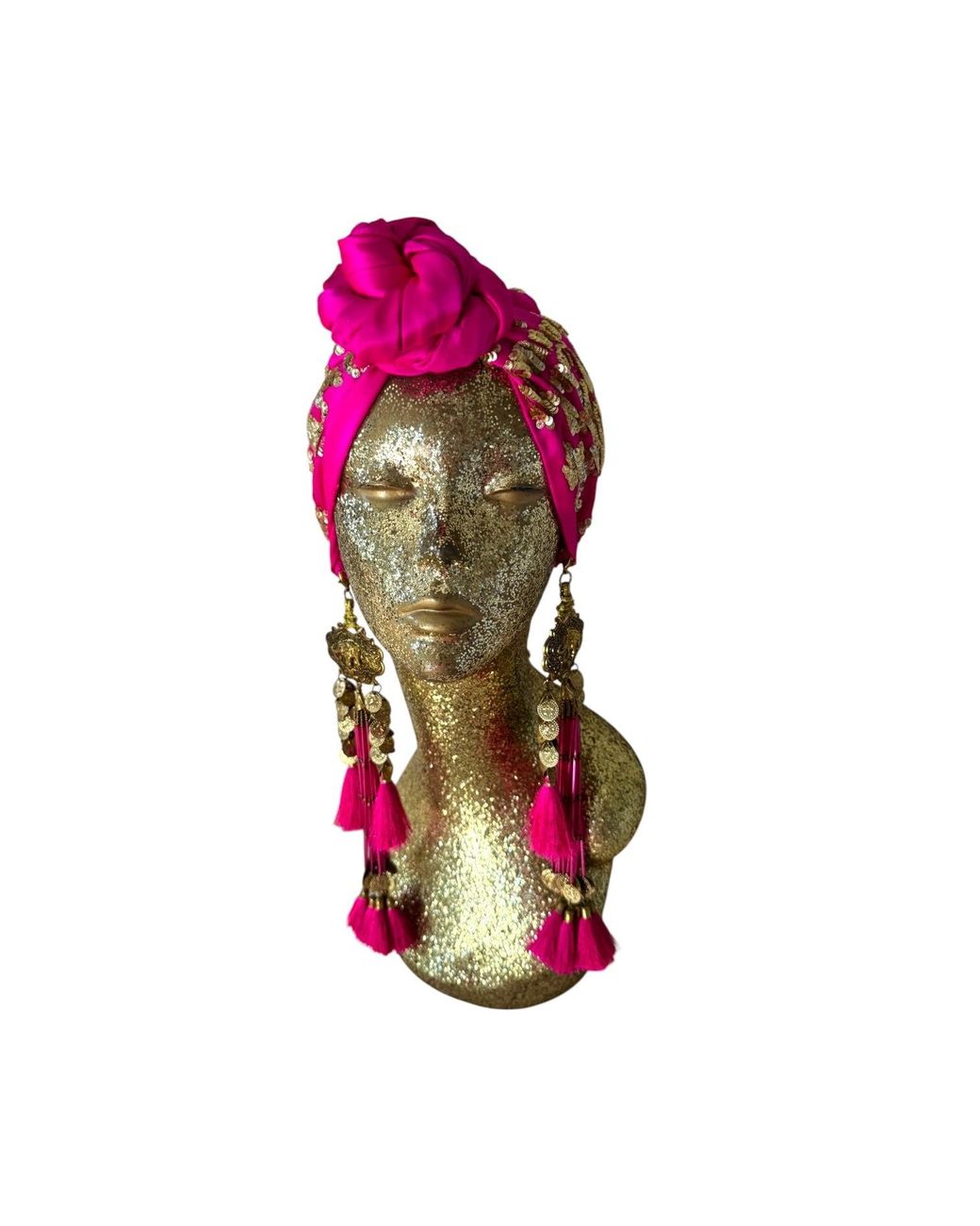 Julia Clancey Pink Luxe Edith Hotty Dream Leopard Sequin Turban