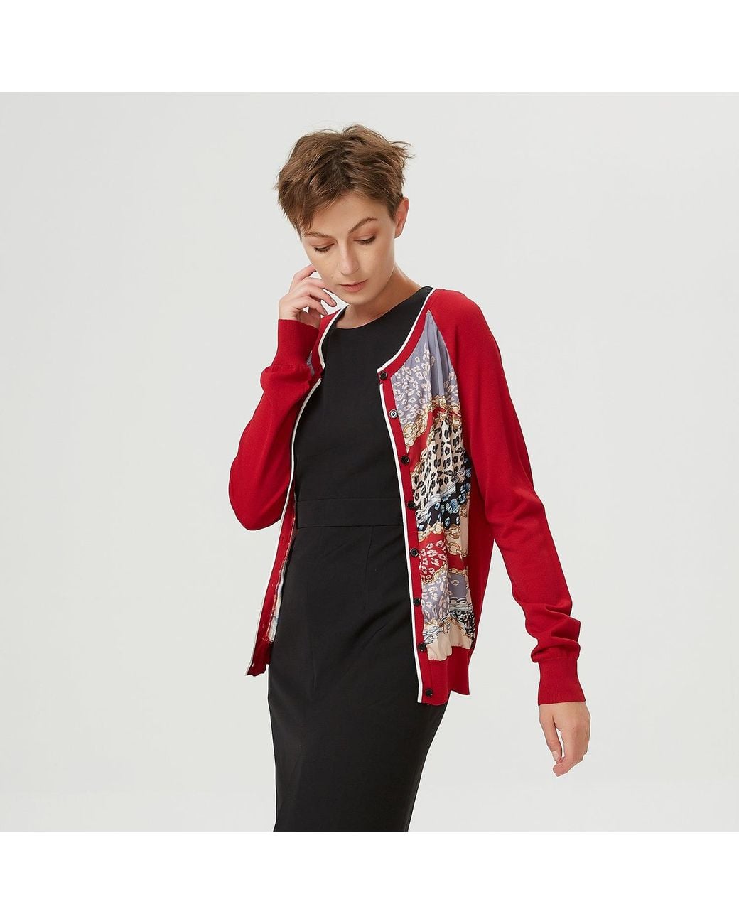 Smart and Joy Black Cardigan Printed