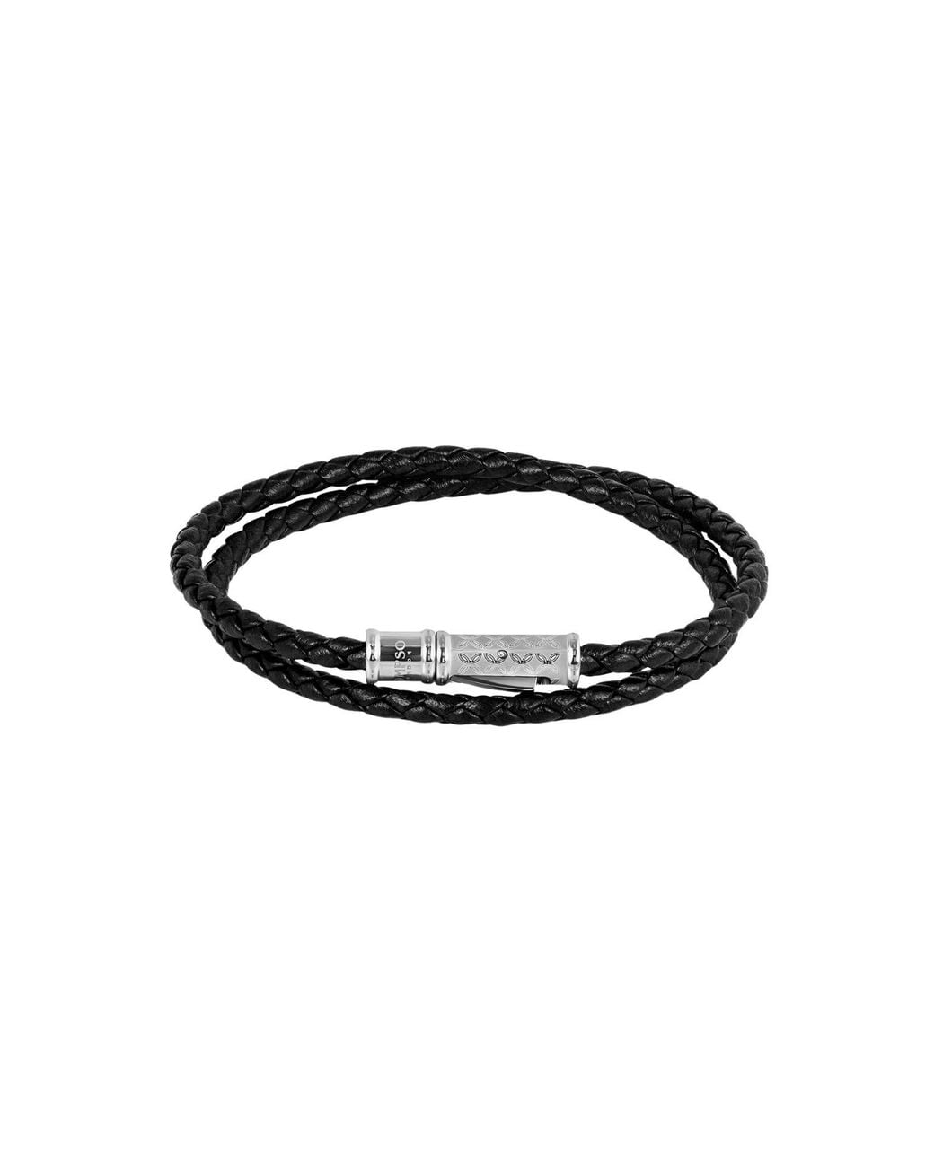 Tateossian Black Thompson Lucky Clover Double Wrap Bracelet for men