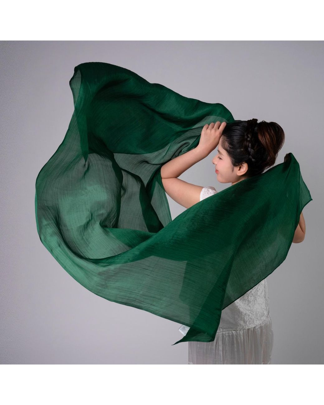 Silk and Bears Green Forest Mulberry Silk Scarf – Evening & Autumn Shawl