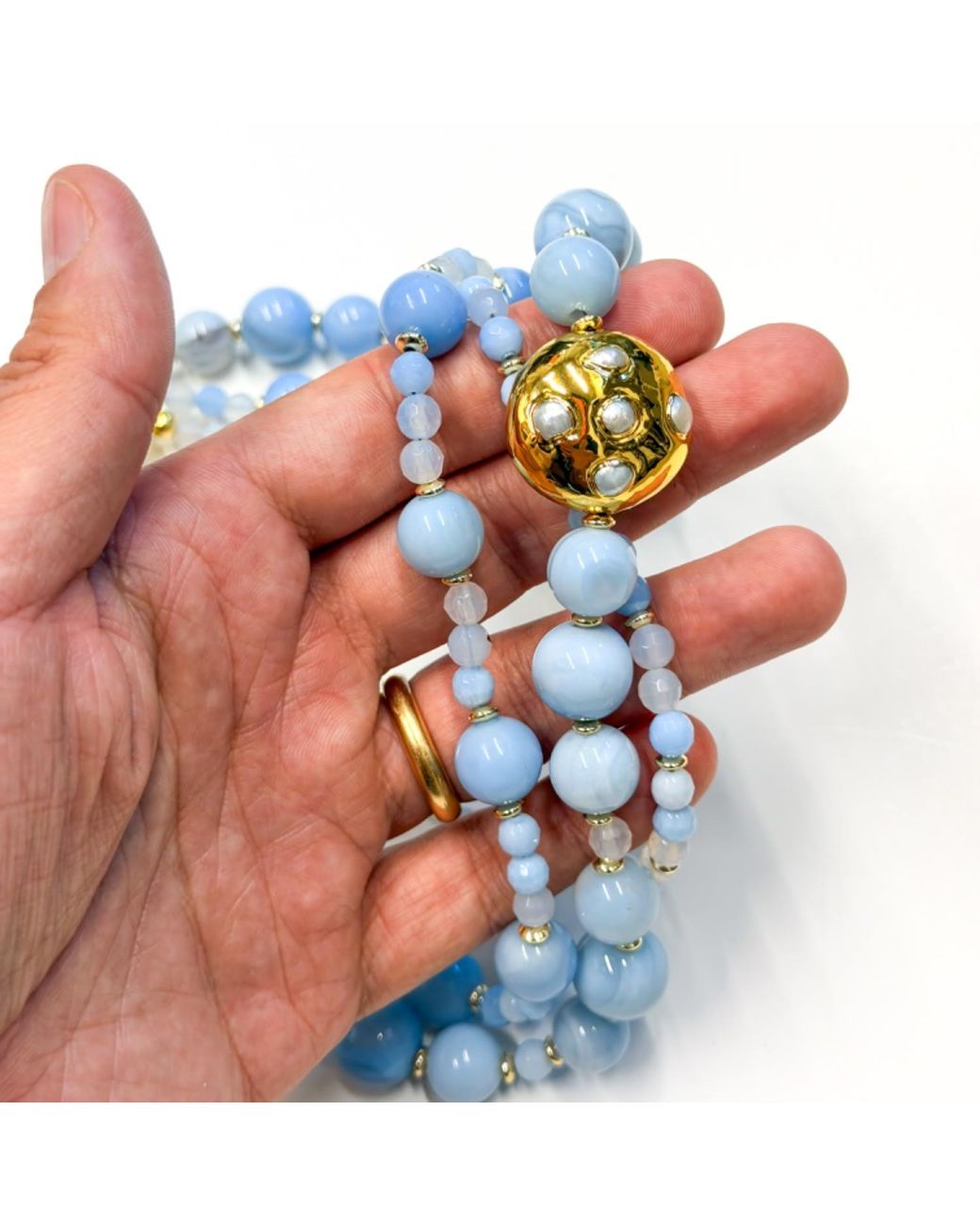 Edgar Navarro Jewelry Blue Edgar Navarro Three Layer Lace Agate Navarro Necklace