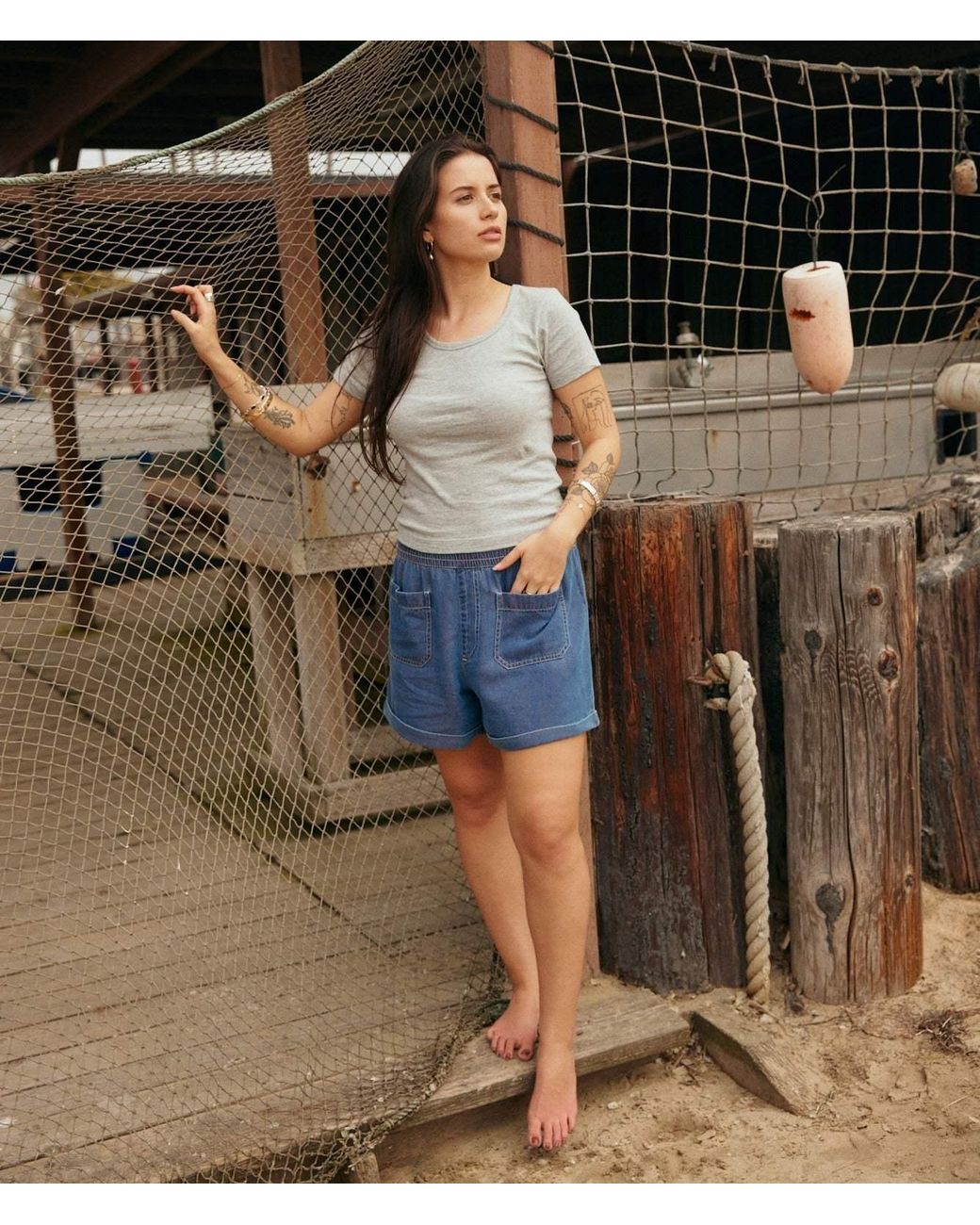 Known Supply Blue Pull On Denim Shorts