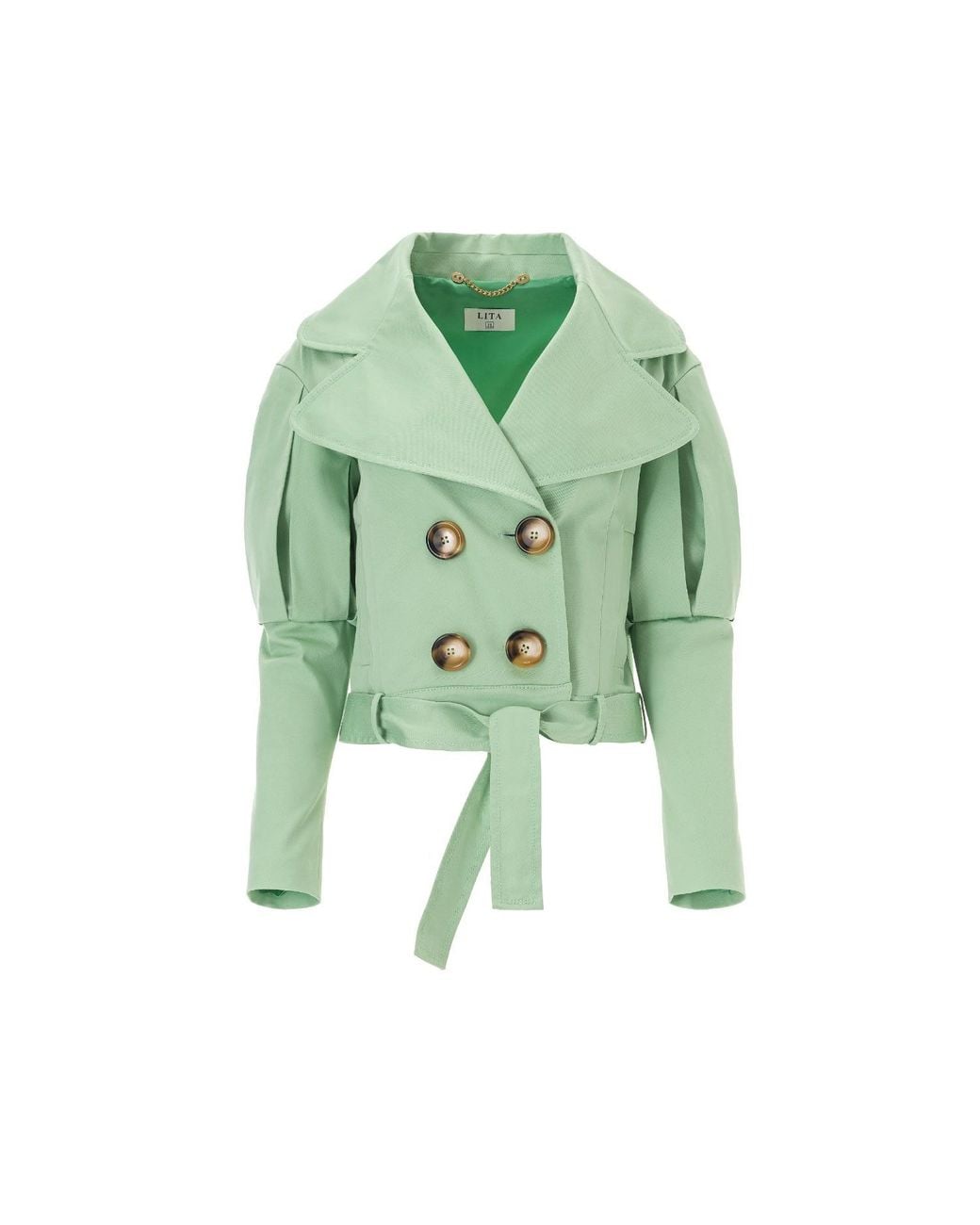 Lita Couture Green Statement Jacket With Oversized Lapels