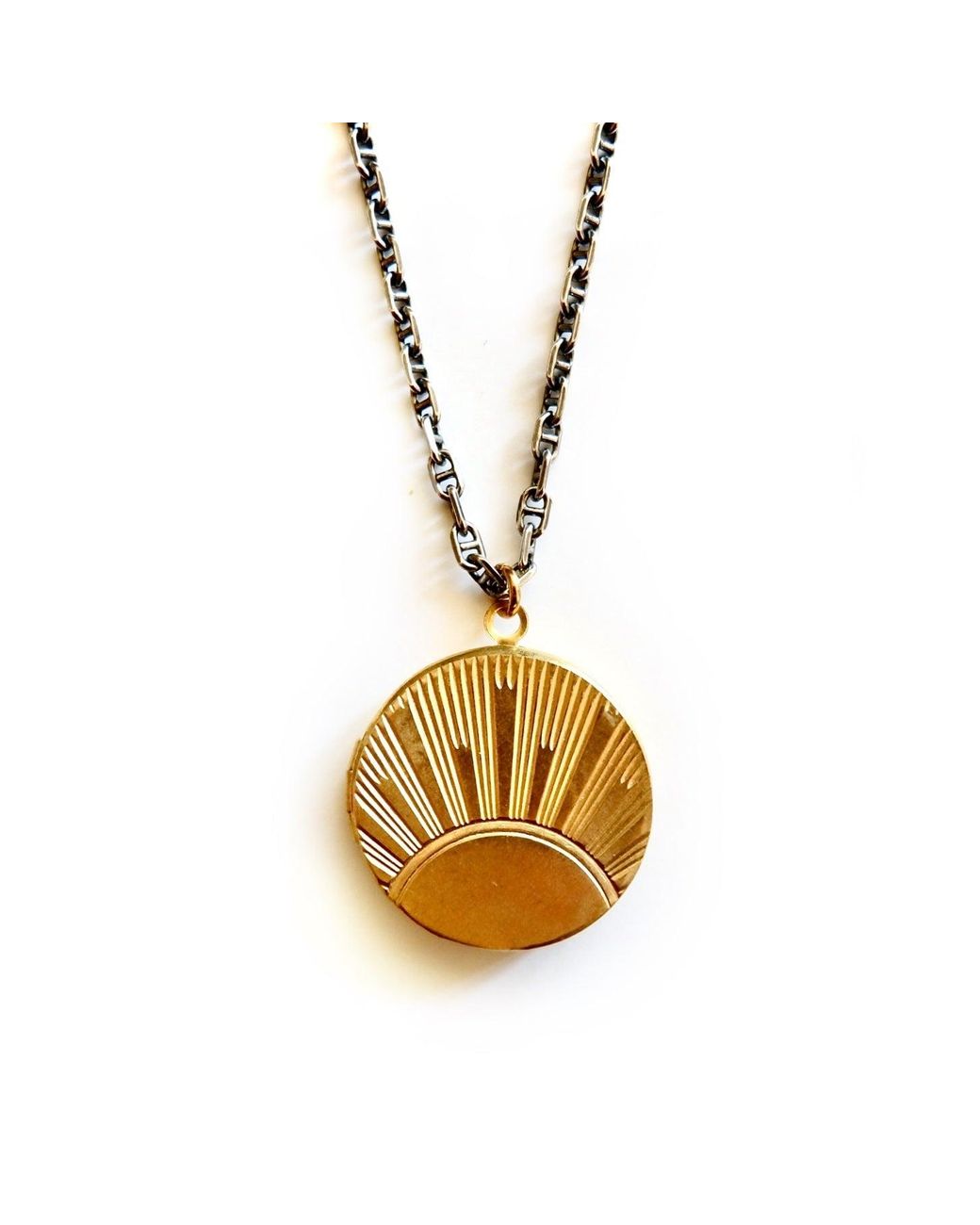 Persia Dona Jewelry Metallic Vintage Sunrise Locket Necklace