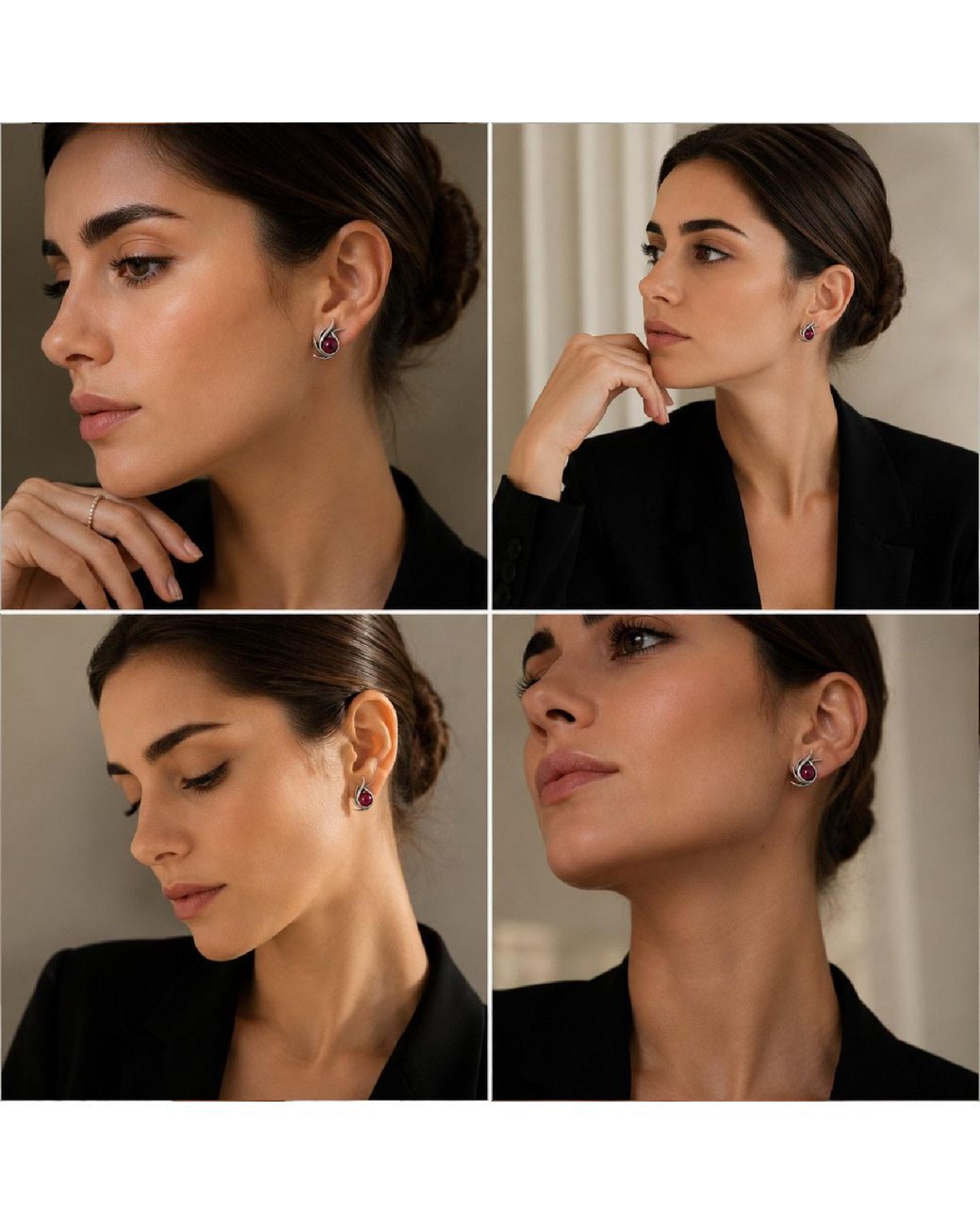 Unaloe Multicolor Sterling Poseidon Stud Earrings With Ruby – Contemporary Designer Jewelry For