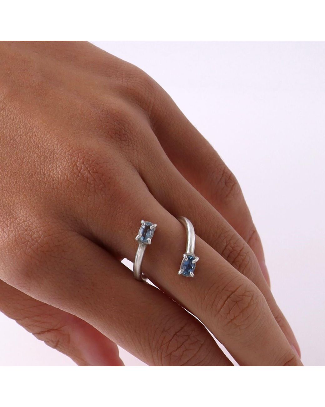 Gabriella Alicia White Aquamarine Wrap Toi Et Moi Ring